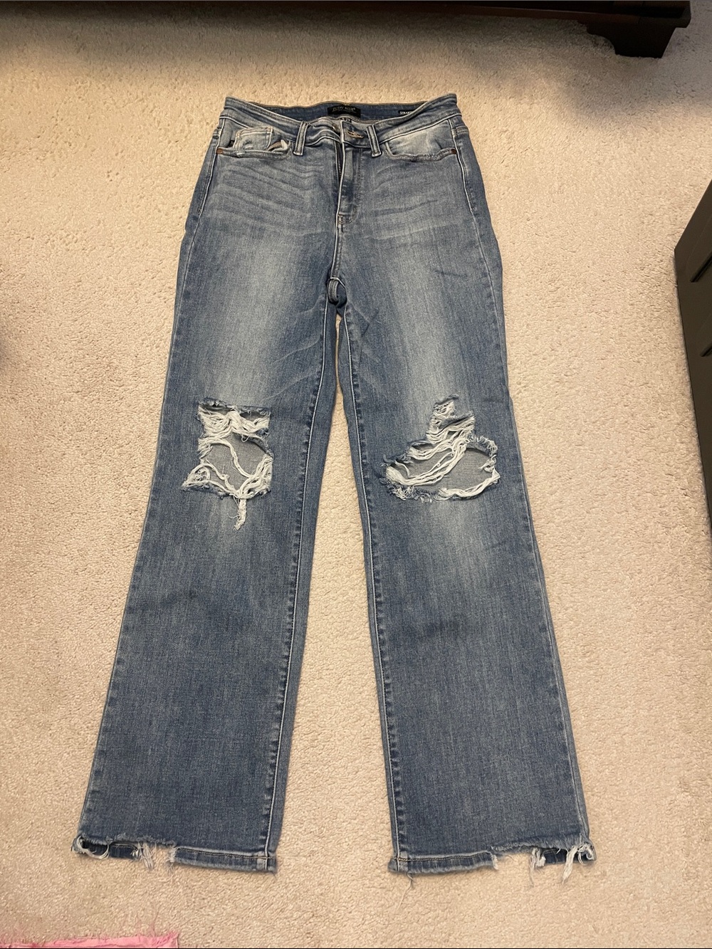 Judy Blue Light Blue Distressed Straight Leg Jeans